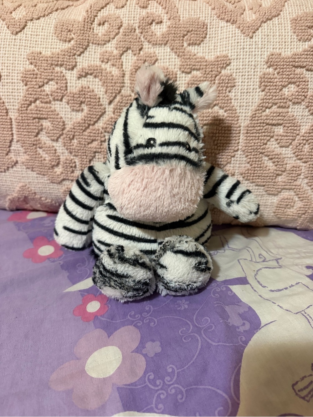 Warm & Cozy Microwaveable Plush Zebra Stuffed Animal Toy - Pink & Black Stripes